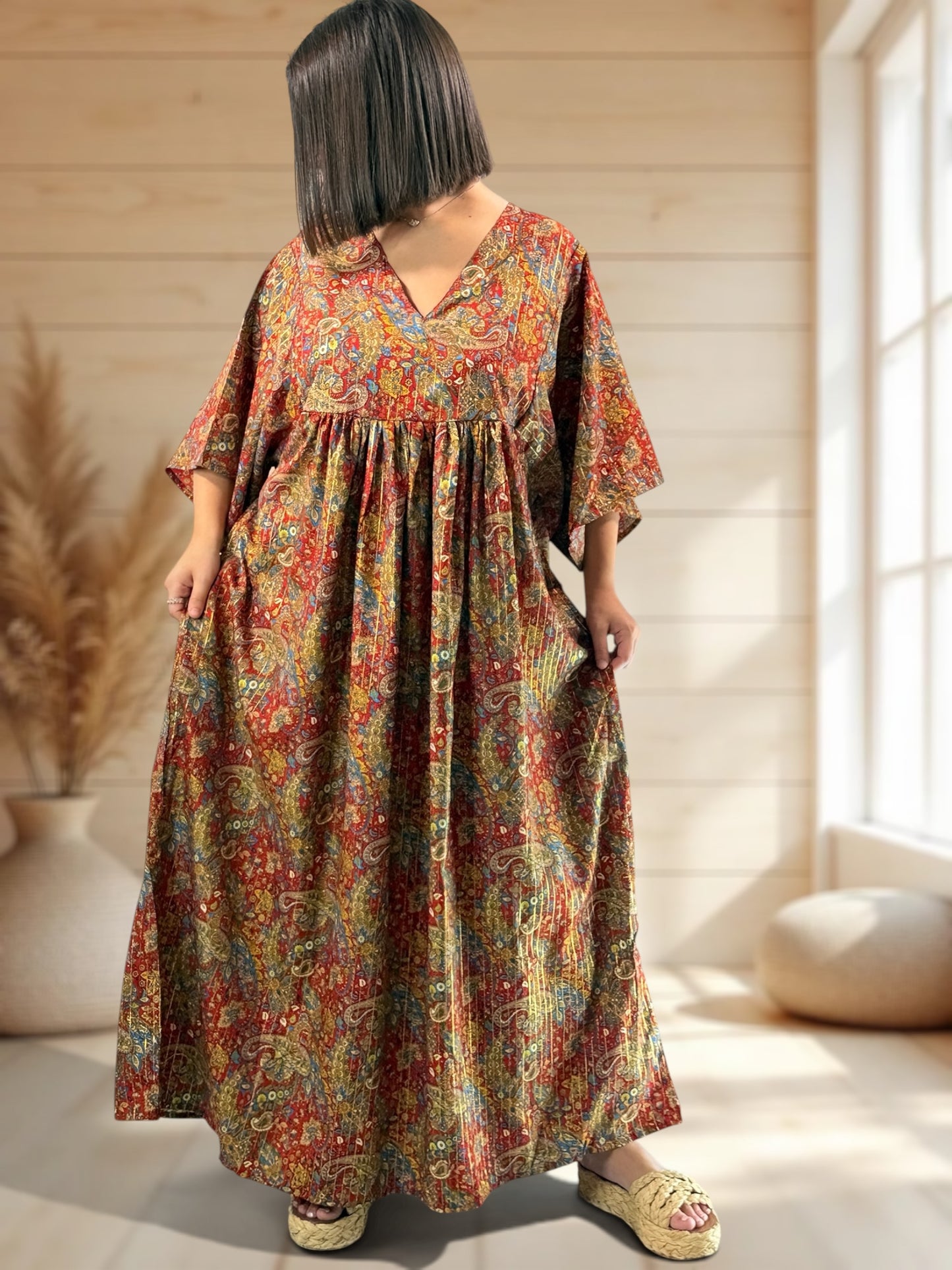 MATHILDA - ROBE LONGUE BOHEME SOIE JUSQU'A LA TAILLE 54