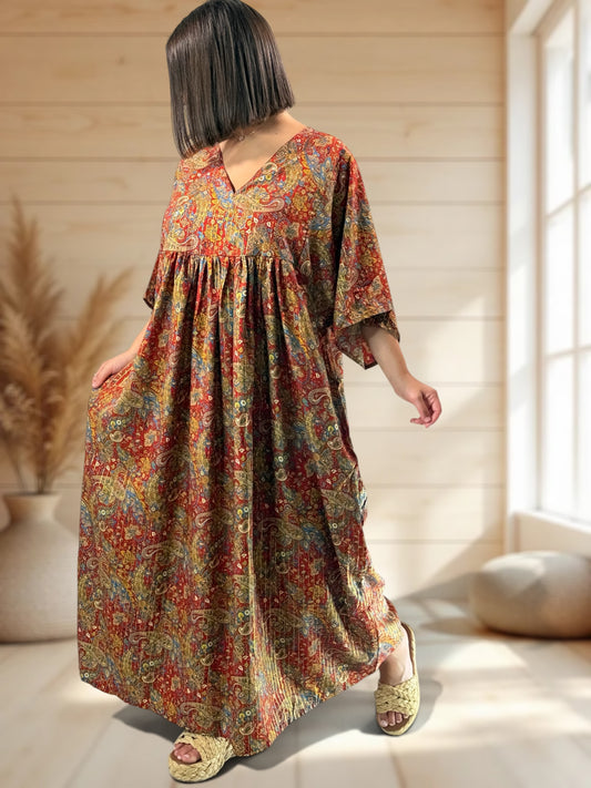 MATHILDA - ROBE LONGUE BOHEME SOIE JUSQU'A LA TAILLE 54