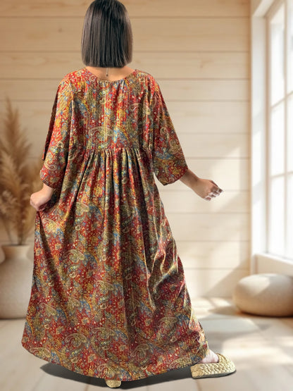 MATHILDA - ROBE LONGUE BOHEME SOIE JUSQU'A LA TAILLE 54