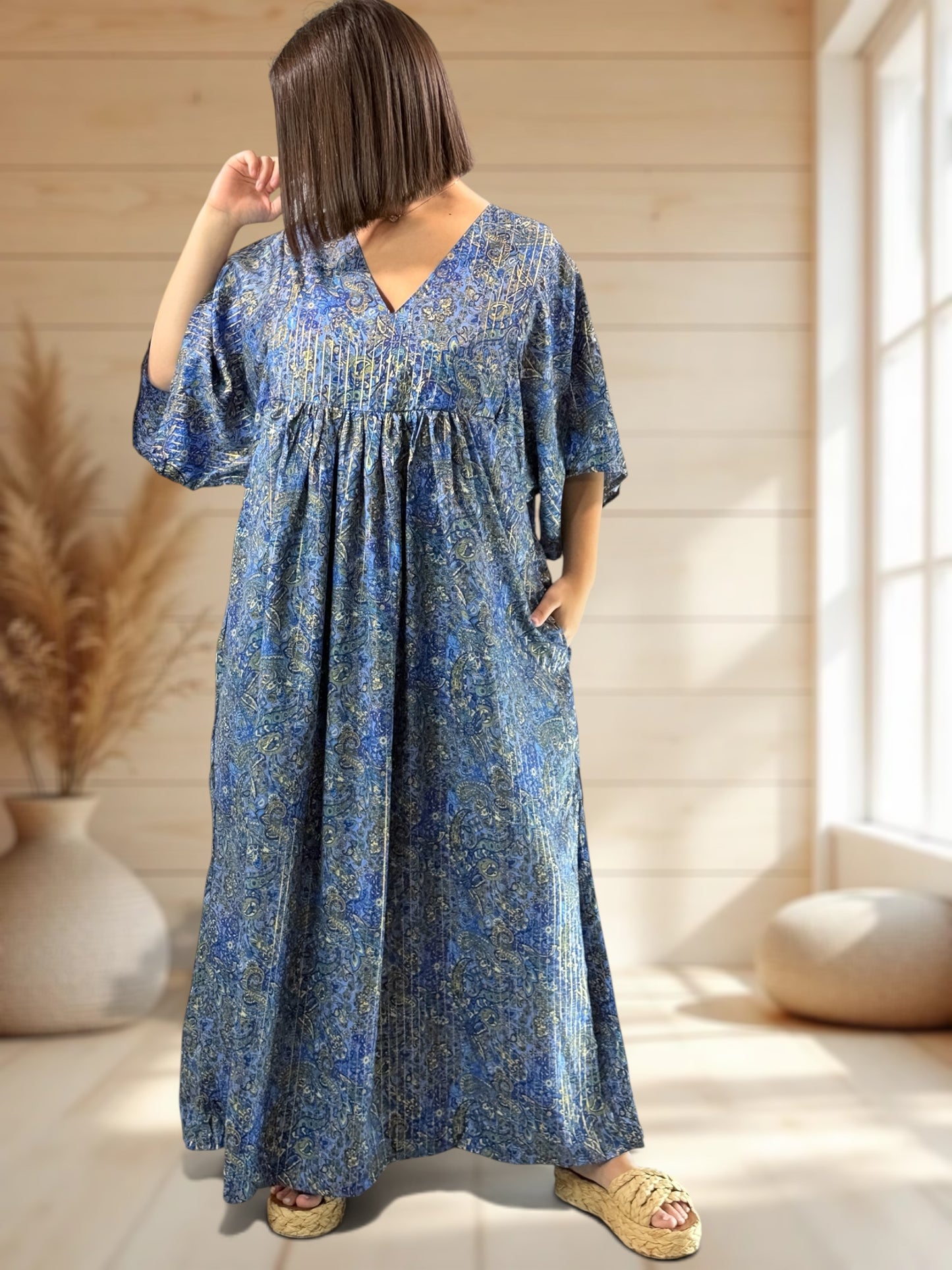MATHILDA - ROBE LONGUE BOHEME SOIE JUSQU'A LA TAILLE 54