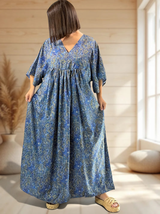 MATHILDA - ROBE LONGUE BOHEME SOIE JUSQU'A LA TAILLE 54