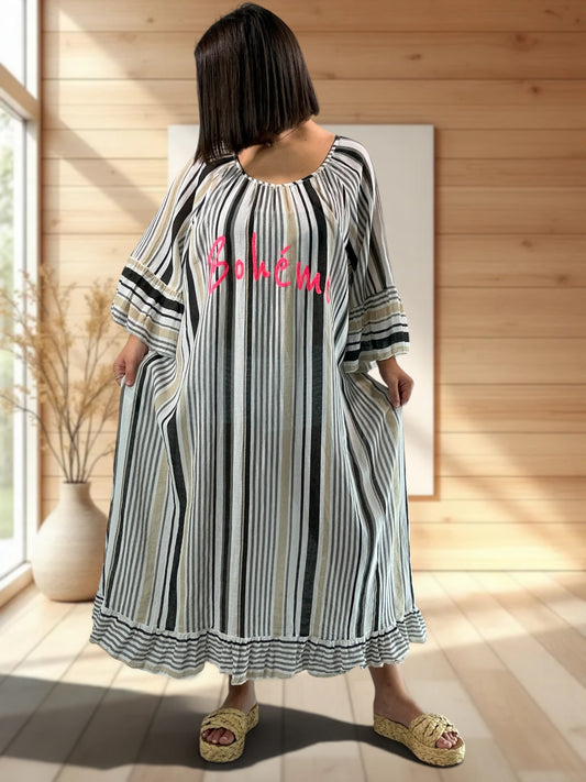 FRANCESCA - ROBE A RAYURE NOIRE JUSQU'A LA TAILLE 56