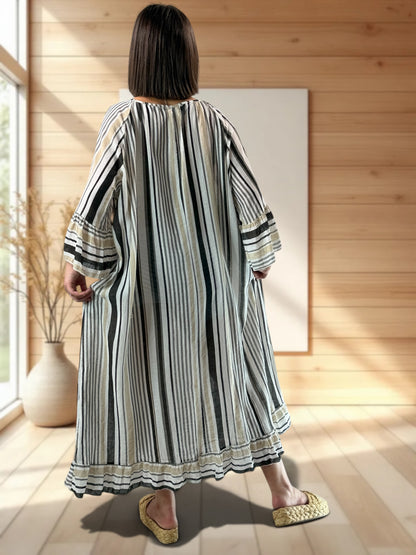 FRANCESCA - ROBE A RAYURE NOIRE JUSQU'A LA TAILLE 56