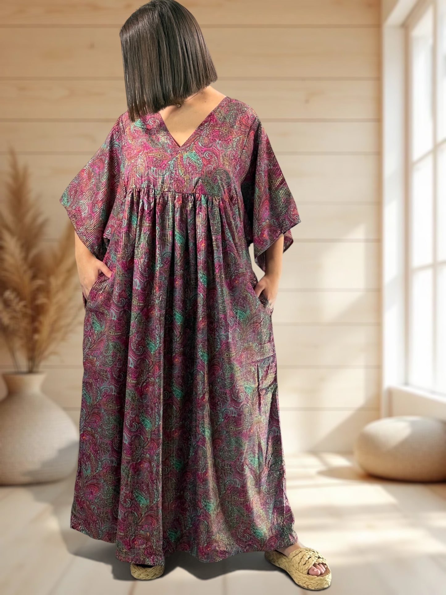 MATHILDA - ROBE LONGUE BOHEME SOIE JUSQU'A LA TAILLE 54