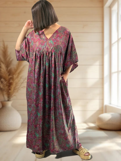 MATHILDA - ROBE LONGUE BOHEME SOIE JUSQU'A LA TAILLE 54