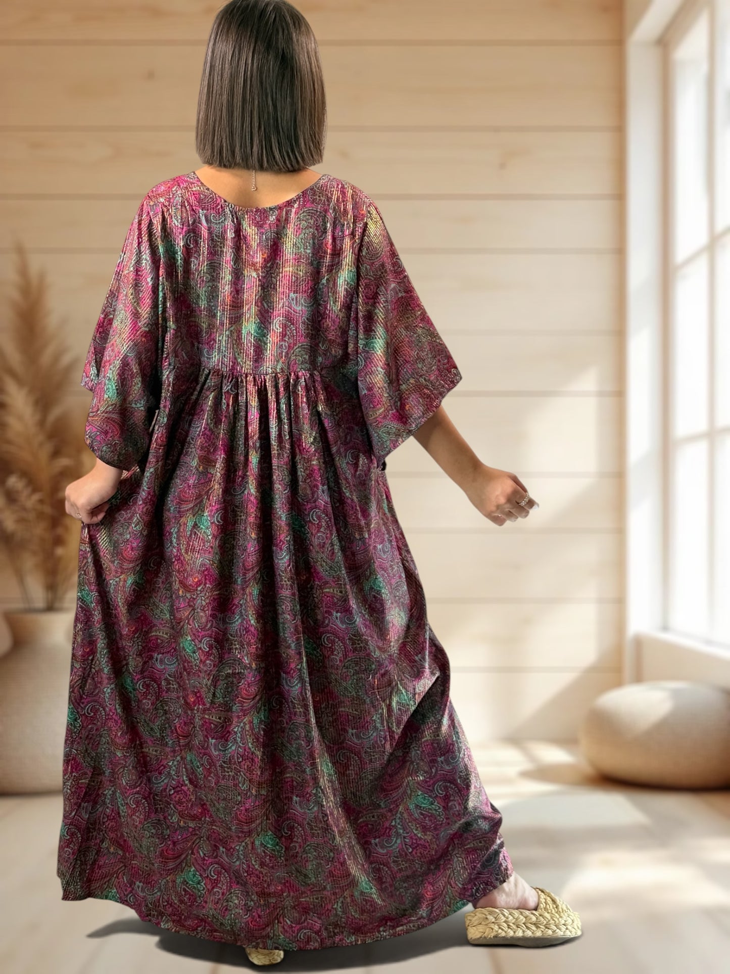 MATHILDA - ROBE LONGUE BOHEME SOIE JUSQU'A LA TAILLE 54