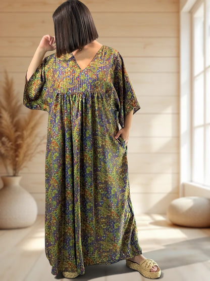 MATHILDA - ROBE LONGUE BOHEME SOIE JUSQU'A LA TAILLE 54