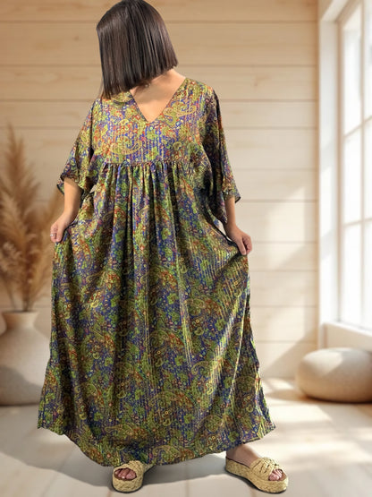 MATHILDA - ROBE LONGUE BOHEME SOIE JUSQU'A LA TAILLE 54