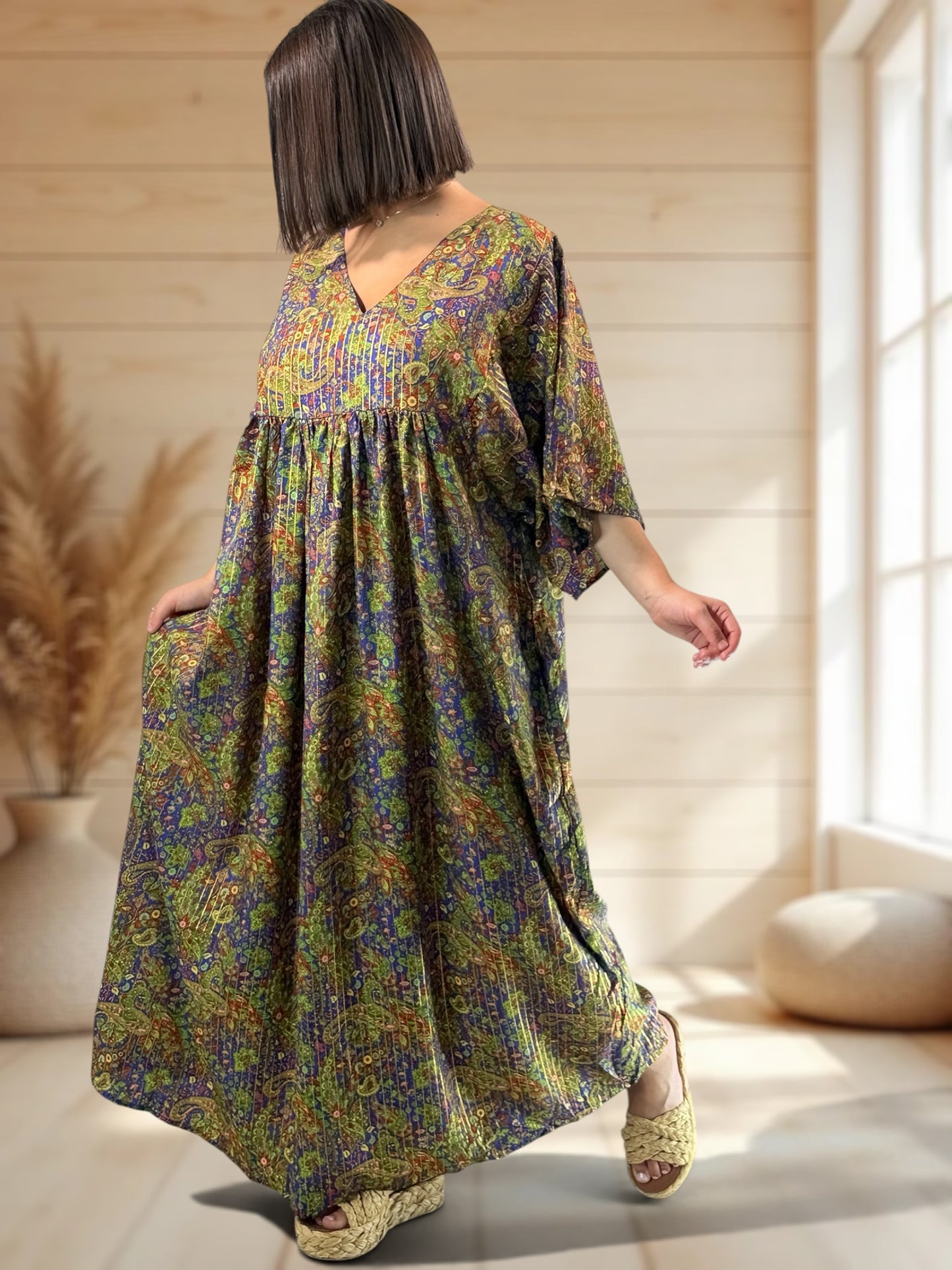 MATHILDA - ROBE LONGUE BOHEME SOIE JUSQU'A LA TAILLE 54