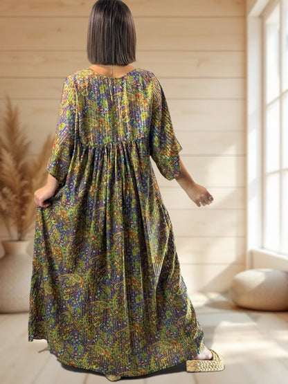 MATHILDA - ROBE LONGUE BOHEME SOIE JUSQU'A LA TAILLE 54
