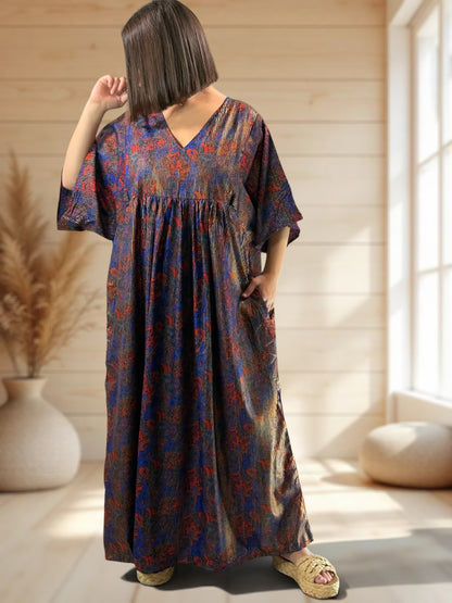 MATHILDA - ROBE LONGUE BOHEME SOIE JUSQU'A LA TAILLE 54