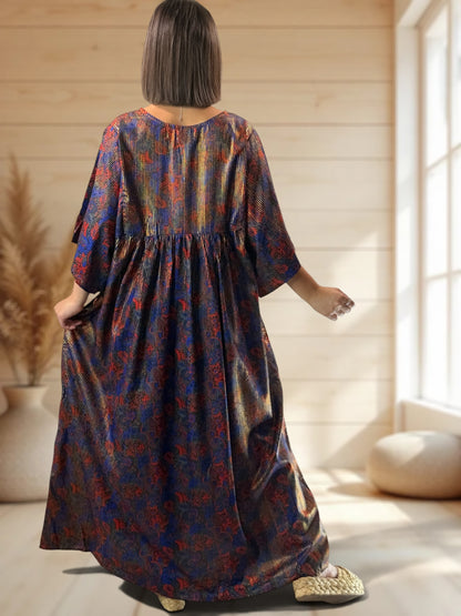 MATHILDA - ROBE LONGUE BOHEME SOIE JUSQU'A LA TAILLE 54