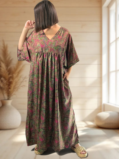 MATHILDA - ROBE LONGUE BOHEME SOIE JUSQU'A LA TAILLE 54
