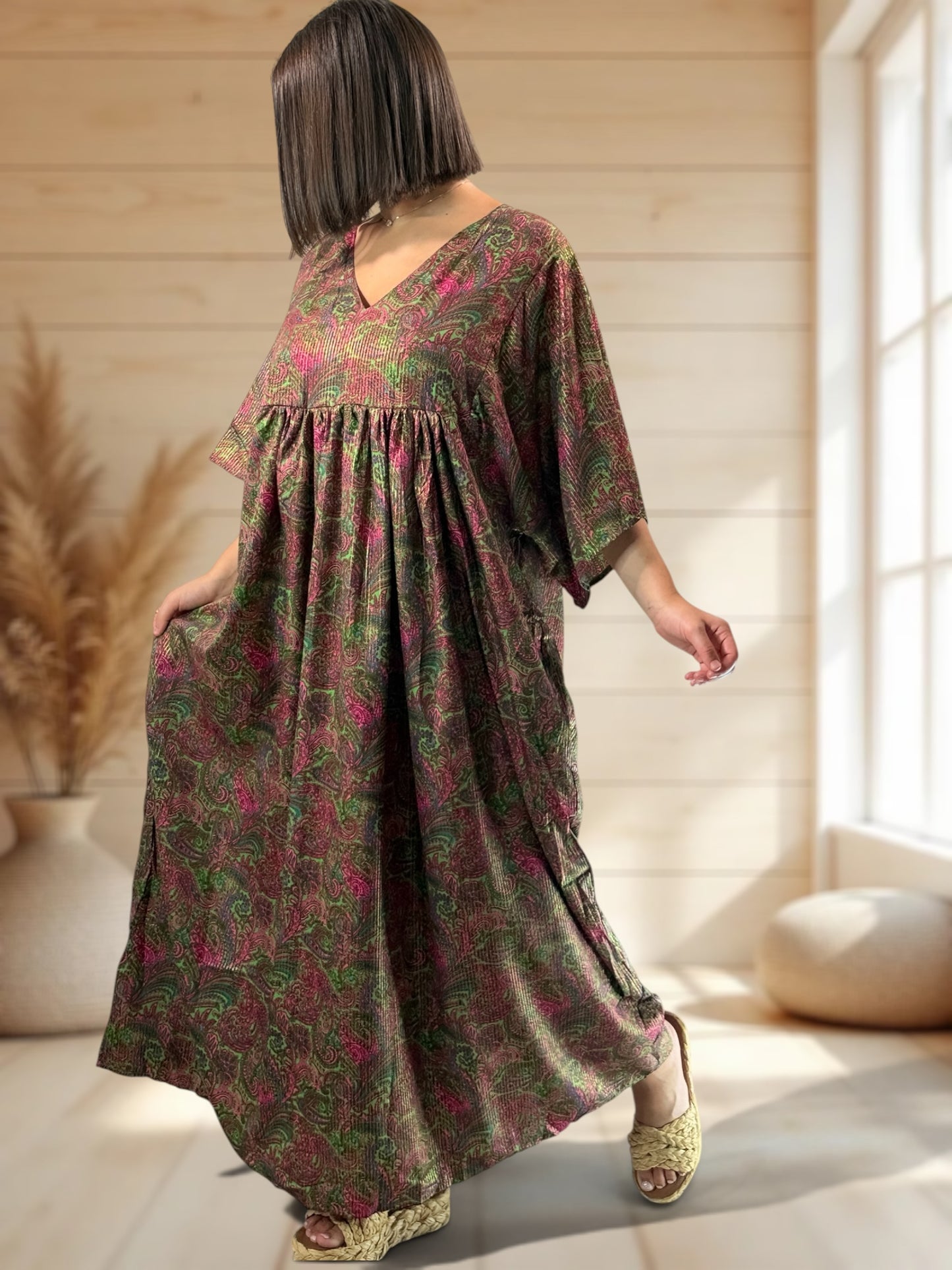 MATHILDA - ROBE LONGUE BOHEME SOIE JUSQU'A LA TAILLE 54