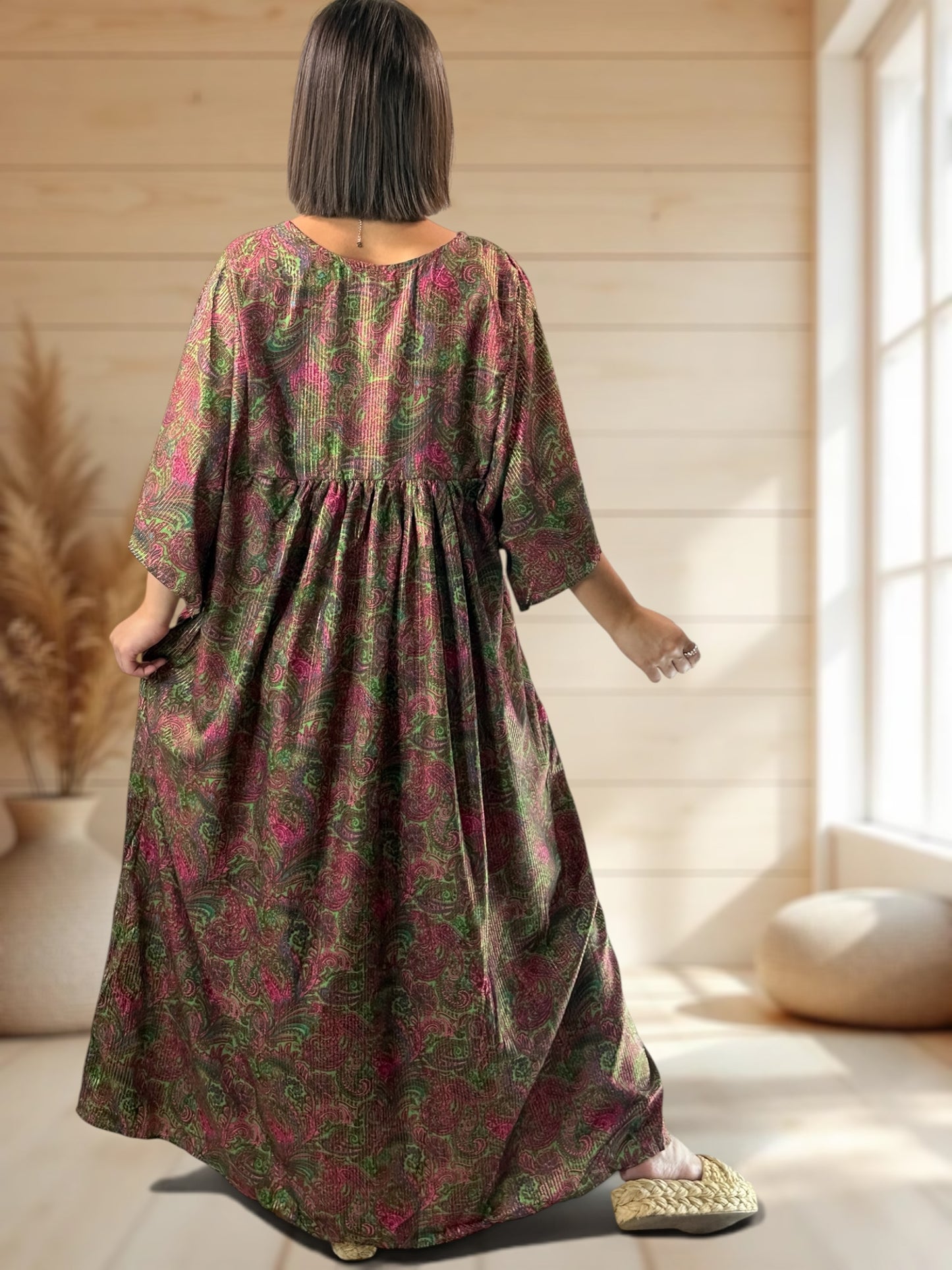 MATHILDA - ROBE LONGUE BOHEME SOIE JUSQU'A LA TAILLE 54