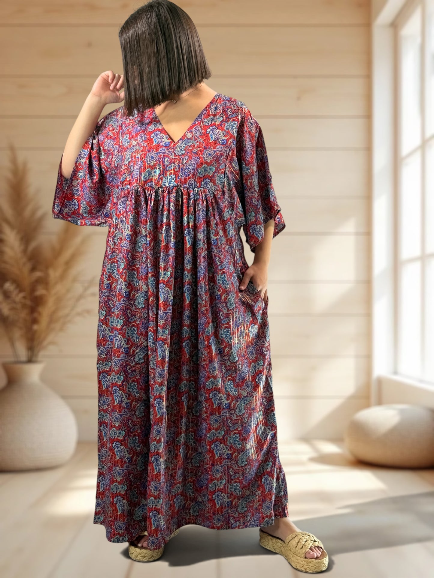 MATHILDA - ROBE LONGUE BOHEME SOIE JUSQU'A LA TAILLE 54