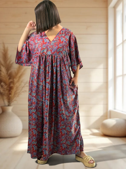 MATHILDA - ROBE LONGUE BOHEME SOIE JUSQU'A LA TAILLE 54