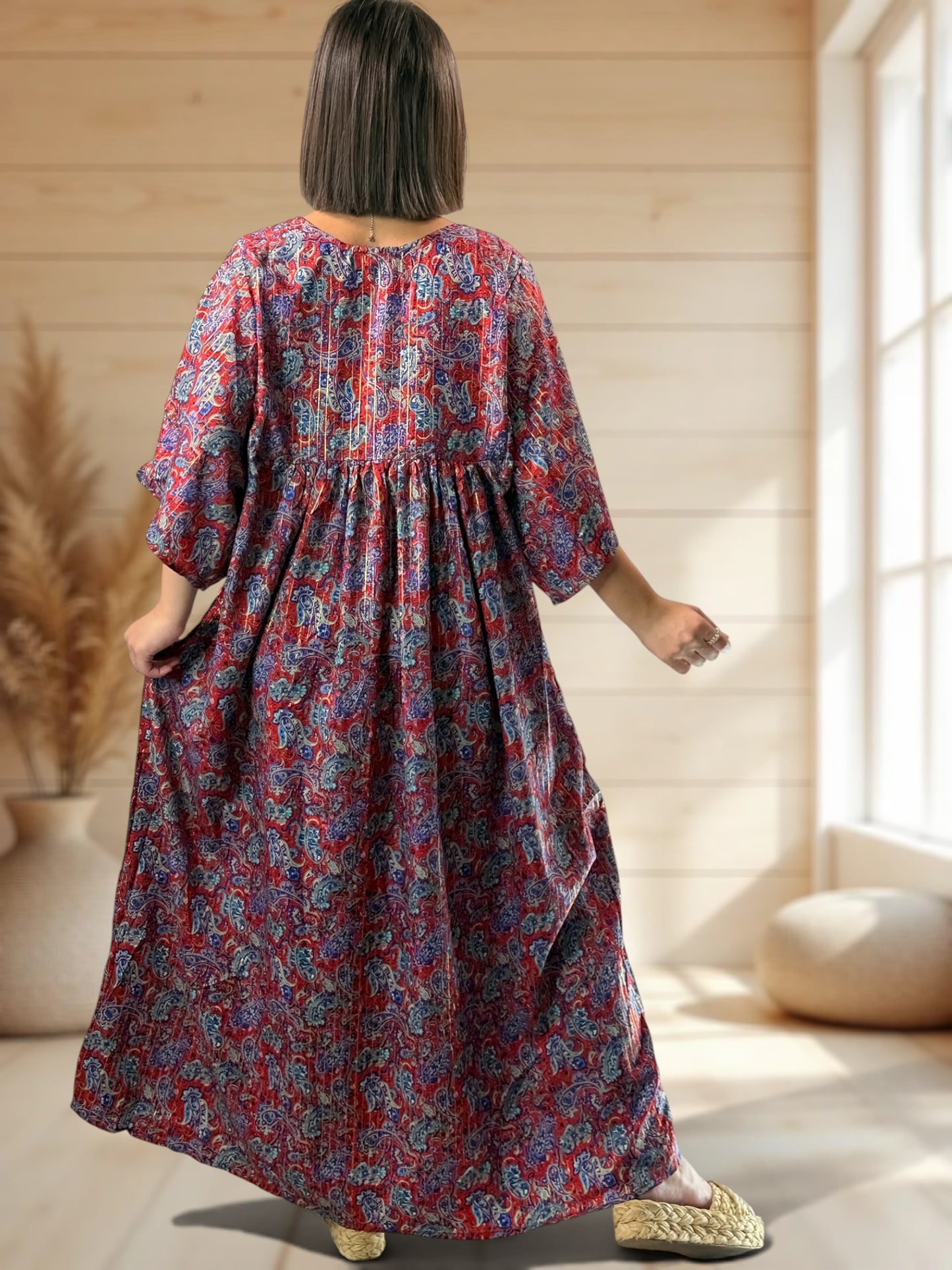 MATHILDA - ROBE LONGUE BOHEME SOIE JUSQU'A LA TAILLE 54