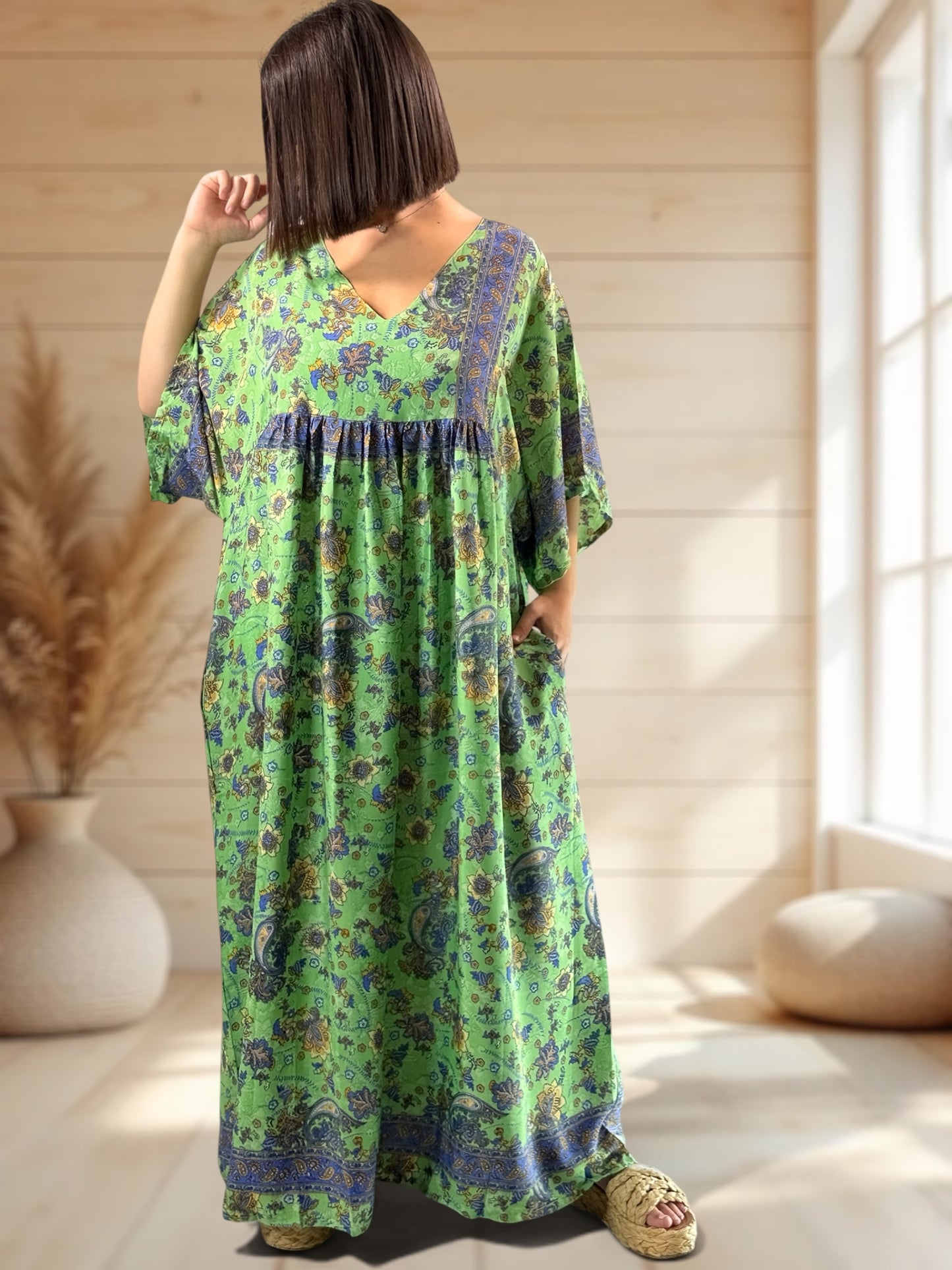 MATHILDA - ROBE LONGUE BOHEME SOIE JUSQU'A LA TAILLE 54