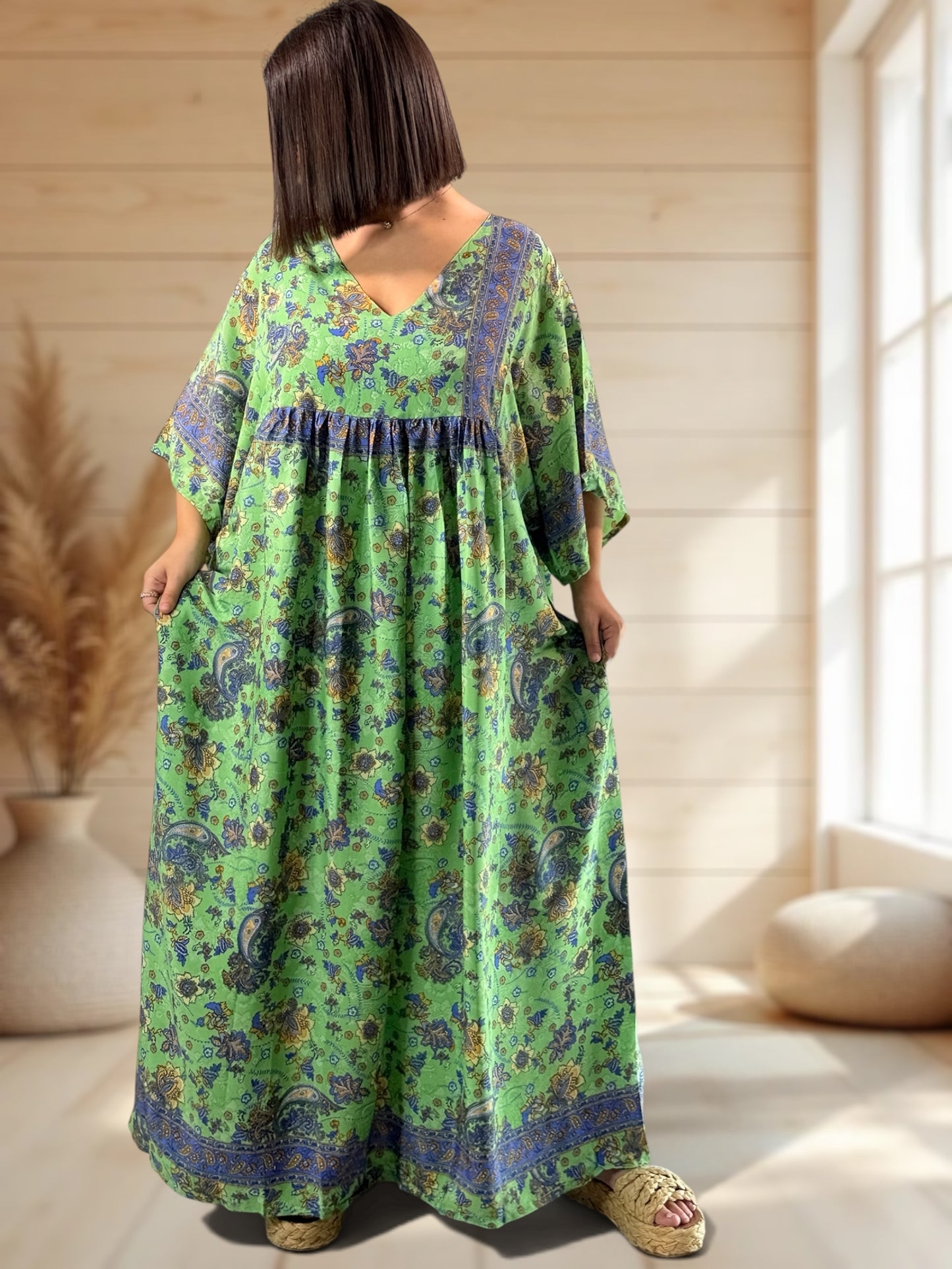 MATHILDA - ROBE LONGUE BOHEME SOIE JUSQU'A LA TAILLE 54