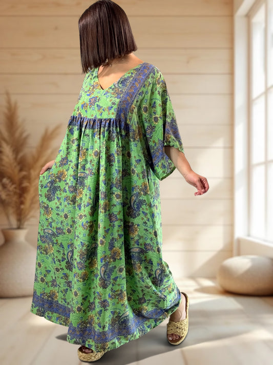 MATHILDA - ROBE LONGUE BOHEME SOIE JUSQU'A LA TAILLE 54