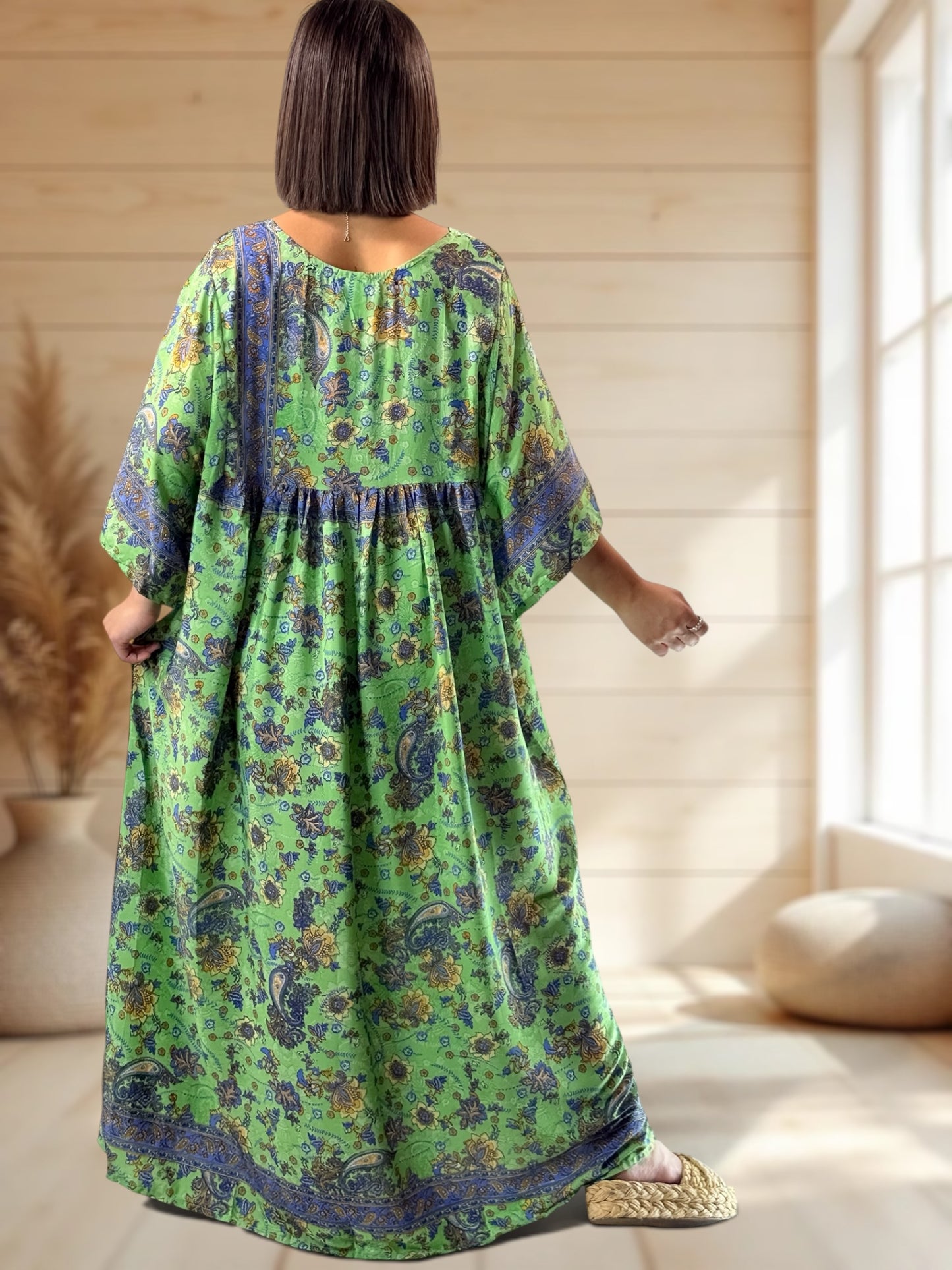 MATHILDA - ROBE LONGUE BOHEME SOIE JUSQU'A LA TAILLE 54