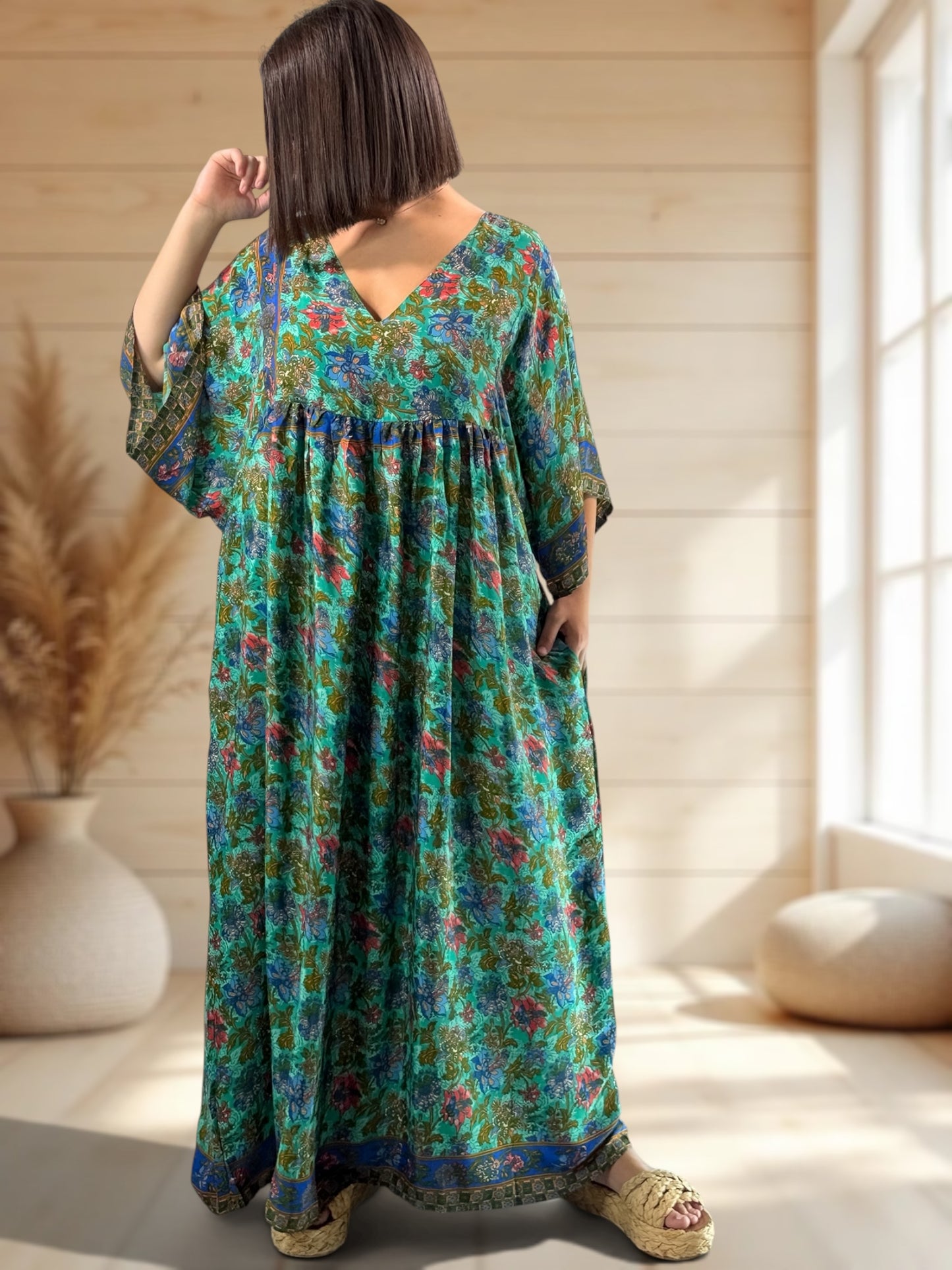 MATHILDA - ROBE LONGUE BOHEME SOIE JUSQU'A LA TAILLE 54