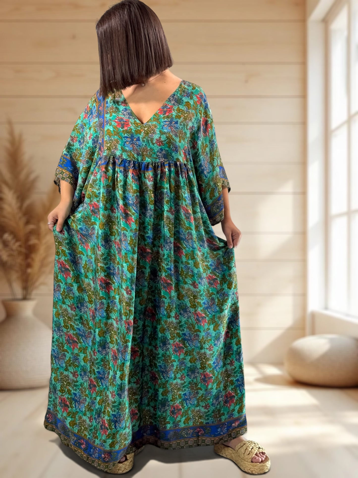 MATHILDA - ROBE LONGUE BOHEME SOIE JUSQU'A LA TAILLE 54
