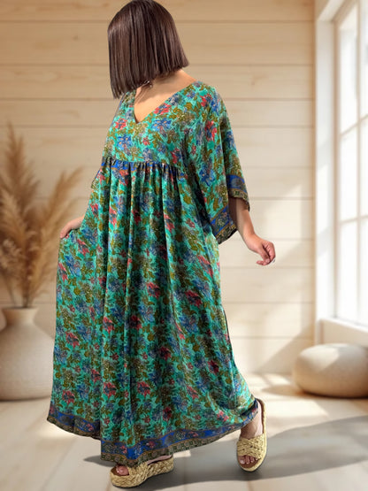 MATHILDA - ROBE LONGUE BOHEME SOIE JUSQU'A LA TAILLE 54