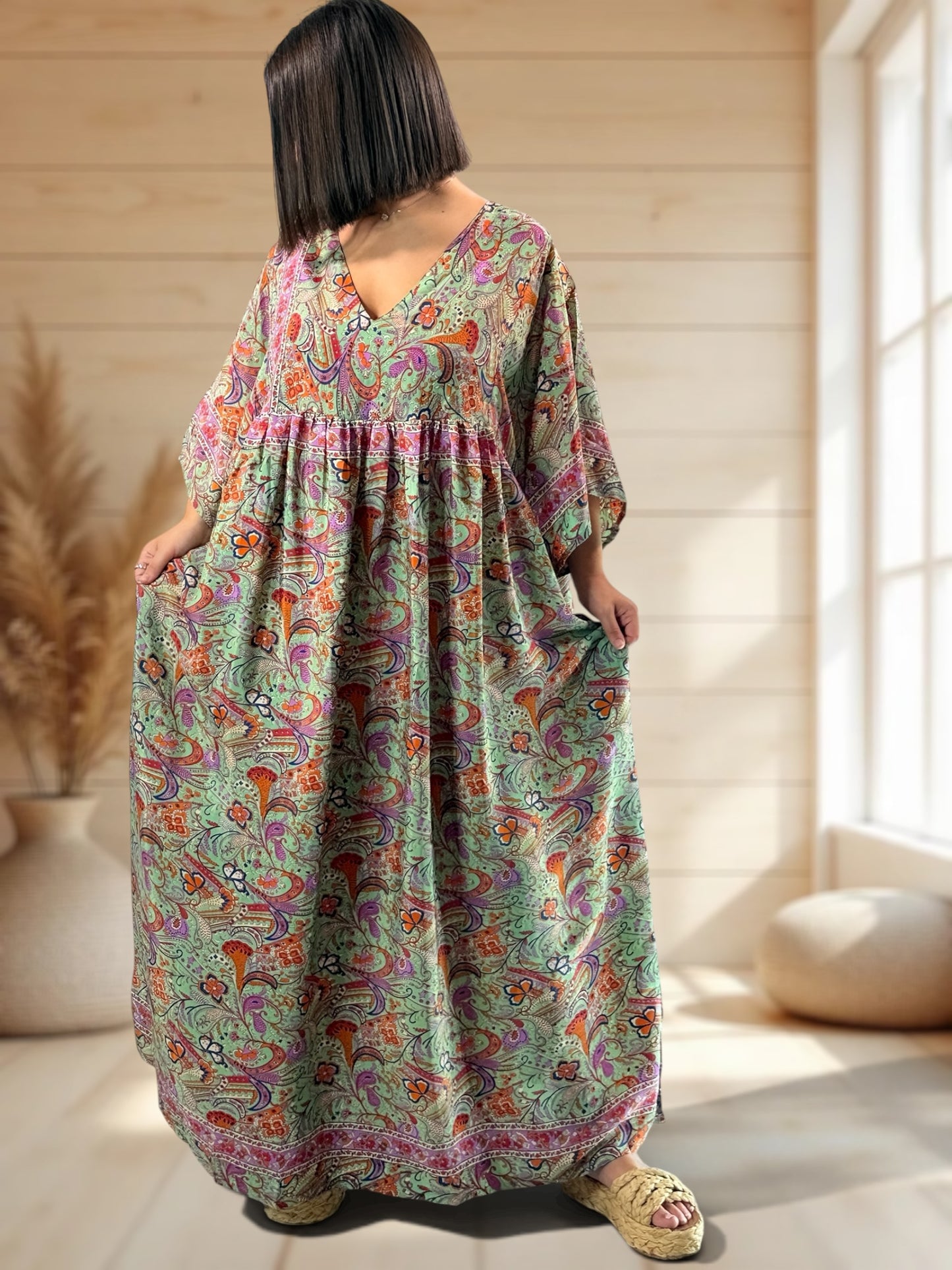 MATHILDA - ROBE LONGUE BOHEME SOIE JUSQU'A LA TAILLE 54