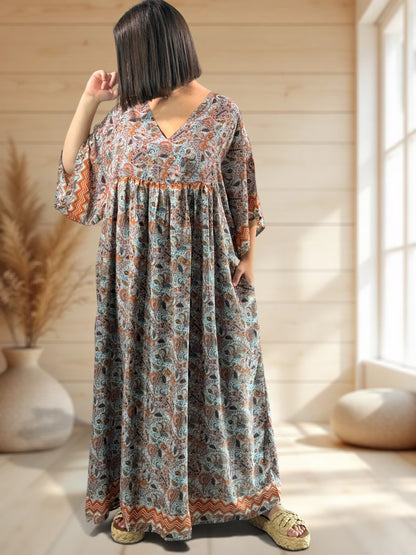 MATHILDA - ROBE LONGUE BOHEME SOIE JUSQU'A LA TAILLE 54
