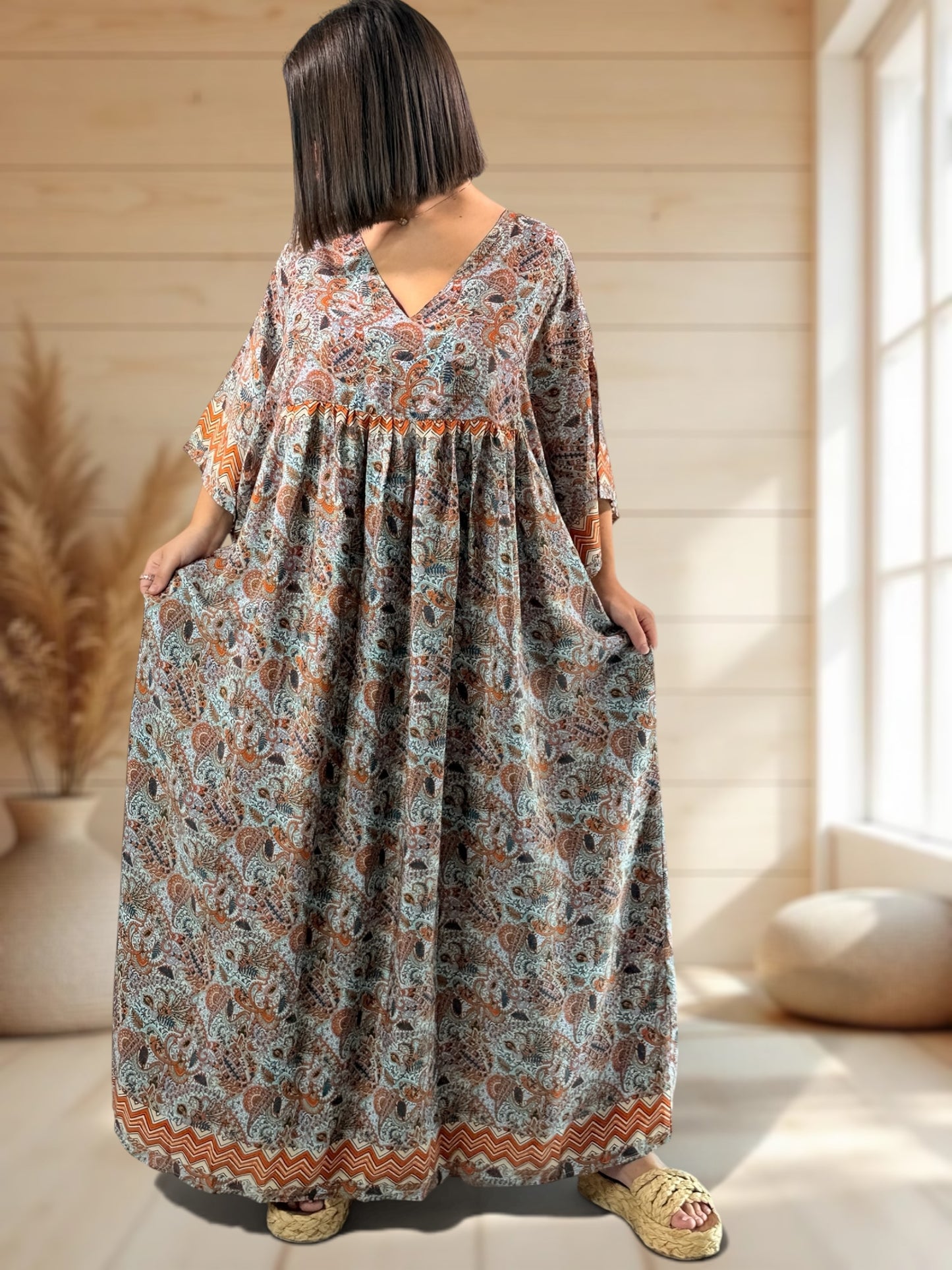 MATHILDA - ROBE LONGUE BOHEME SOIE JUSQU'A LA TAILLE 54