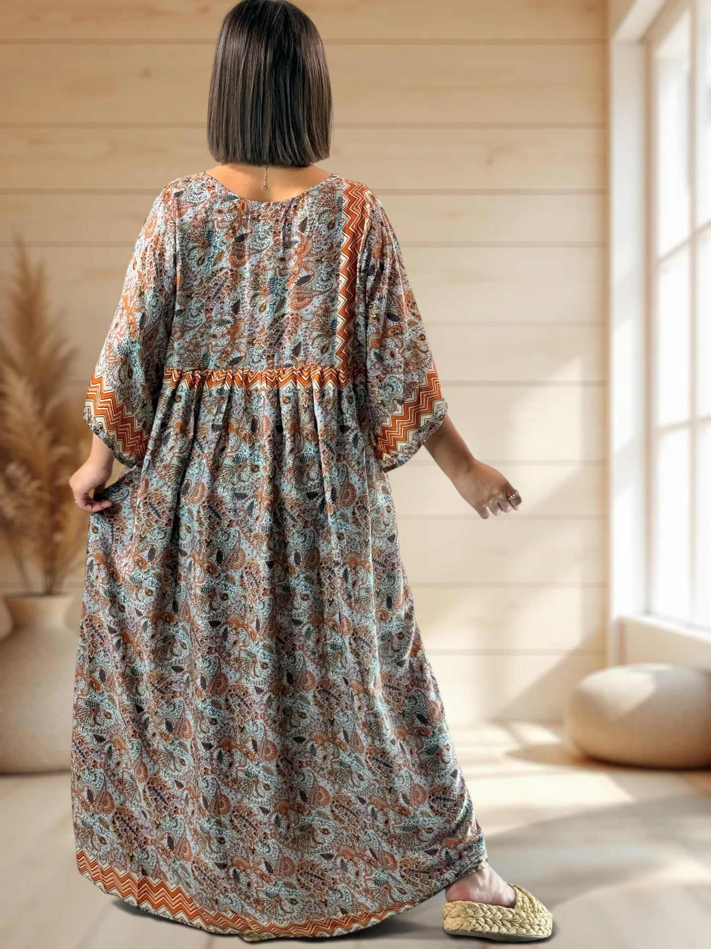 MATHILDA - ROBE LONGUE BOHEME SOIE JUSQU'A LA TAILLE 54