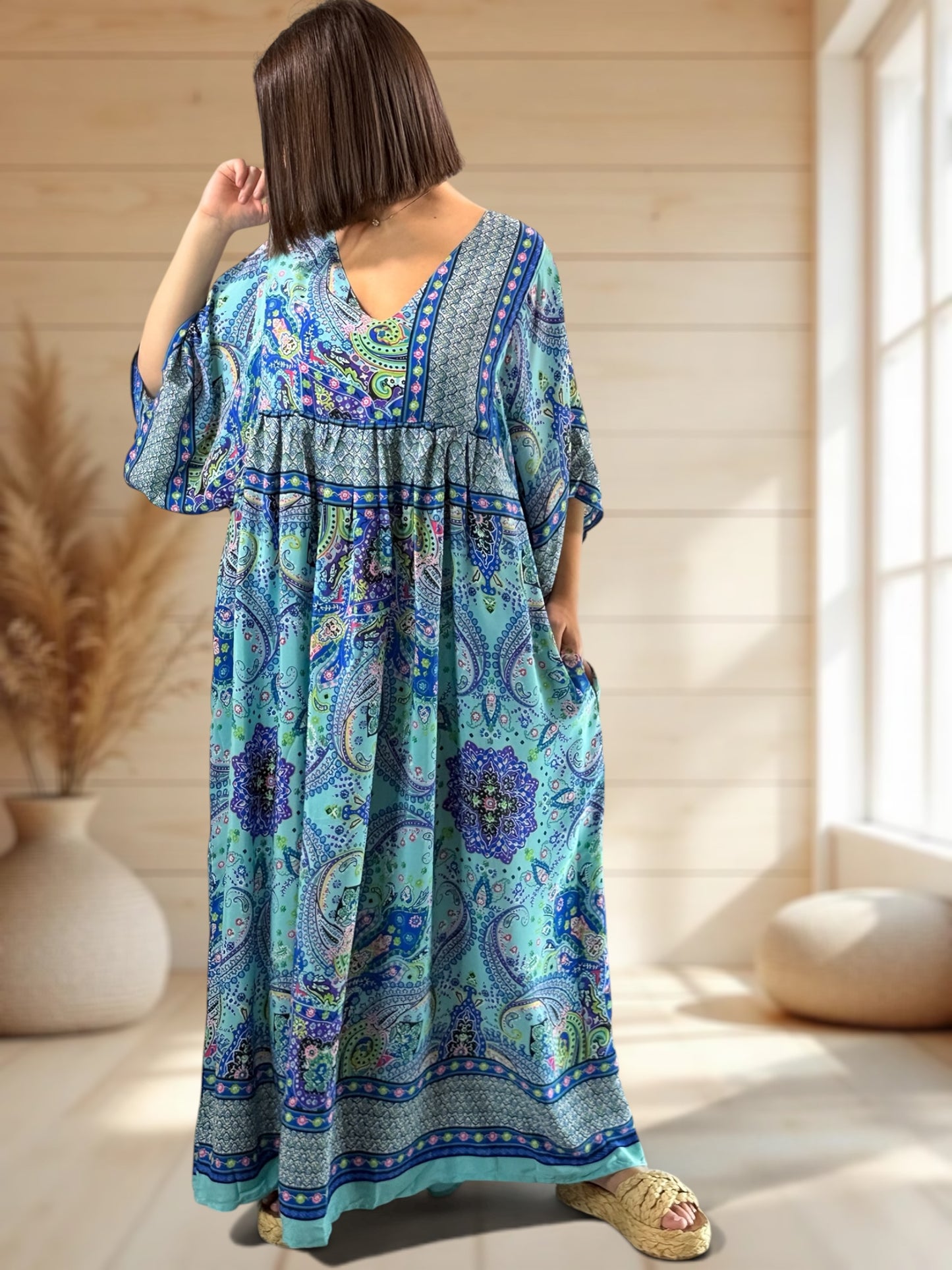 MATHILDA - ROBE LONGUE BOHEME SOIE JUSQU'A LA TAILLE 54