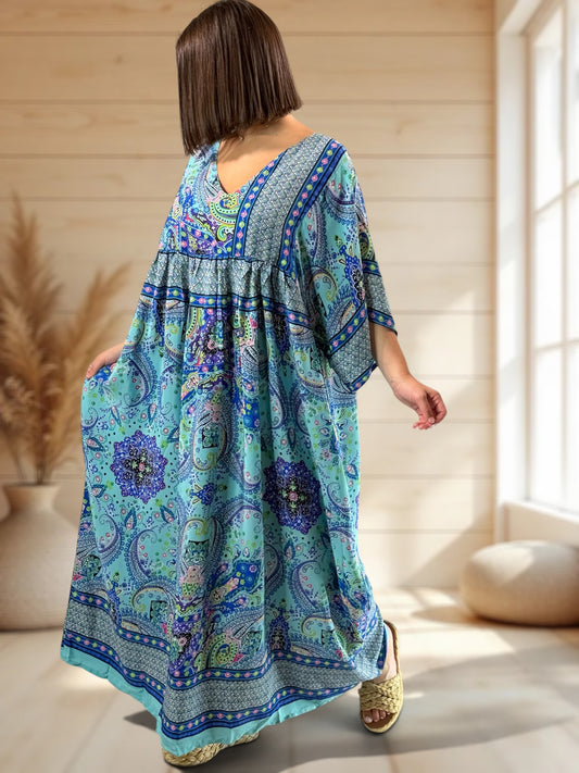 MATHILDA - ROBE LONGUE BOHEME SOIE JUSQU'A LA TAILLE 54