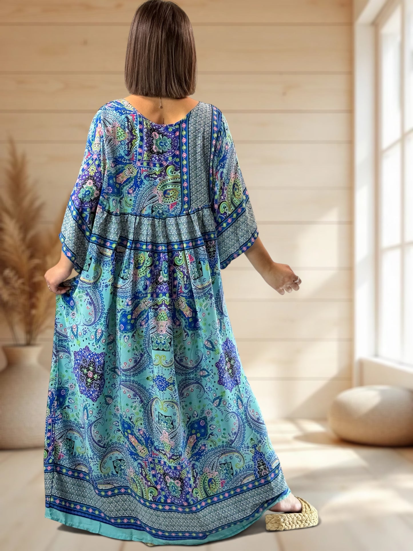 MATHILDA - ROBE LONGUE BOHEME SOIE JUSQU'A LA TAILLE 54