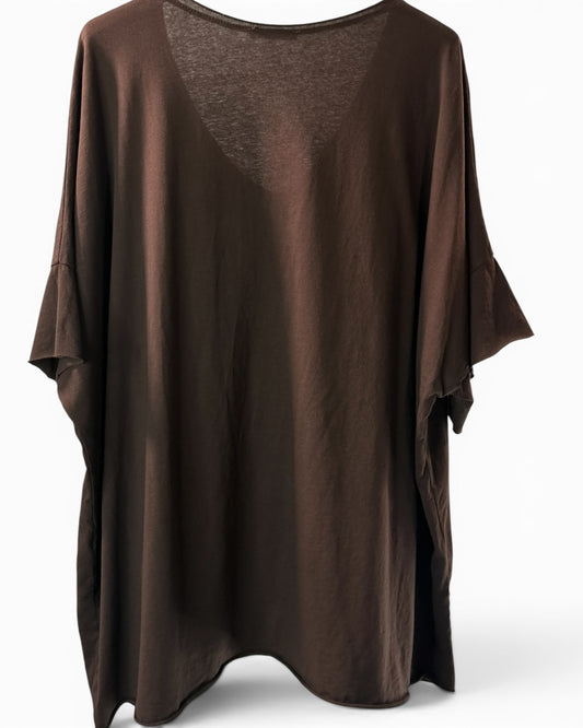 MAX - T-SHIRT EN COTON MARRON TAILLE 48/50 A 56/58