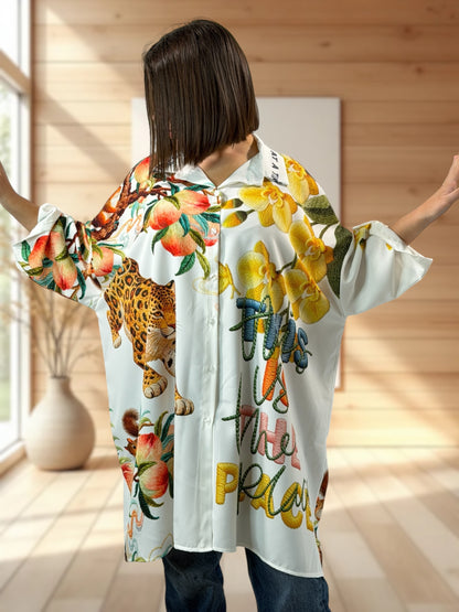 AMANDA - CHEMISE OVERSIZE A MOTIF JUSQU'A LA TAILLE 60
