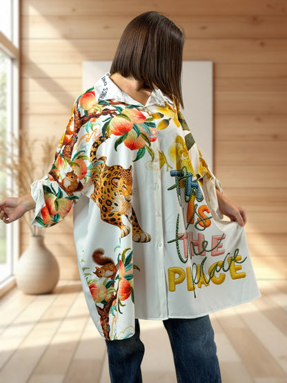 AMANDA - CHEMISE OVERSIZE A MOTIF JUSQU'A LA TAILLE 60