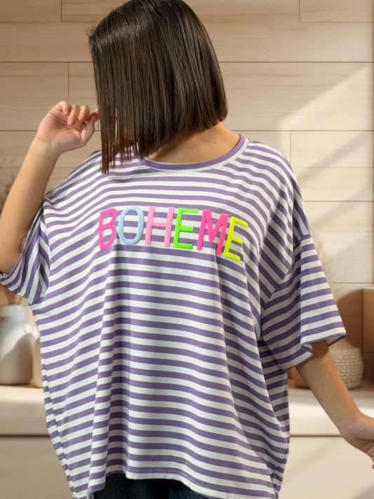 RAMATUELLE - MARINIERE LILAS EN COTON LOGO BOHEME JUSQU'A LA TAILLE 56