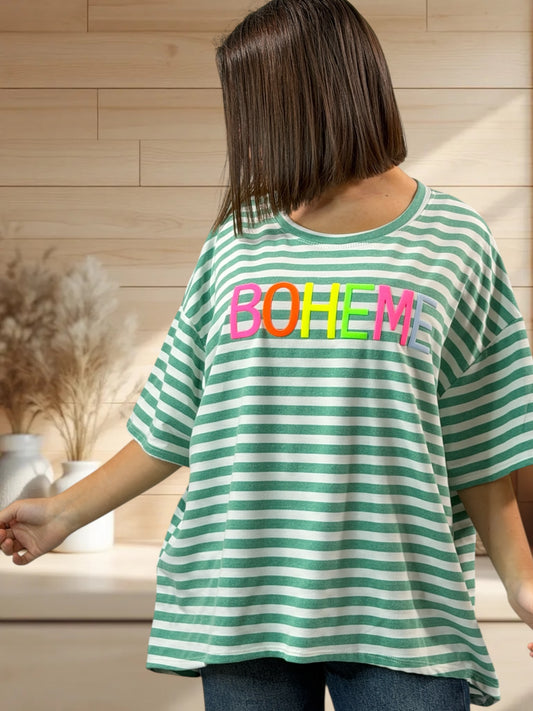 RAMATUELLE - MARINIERE VERTE EN COTON LOGO BOHEME JUSQU'A LA TAILLE 56