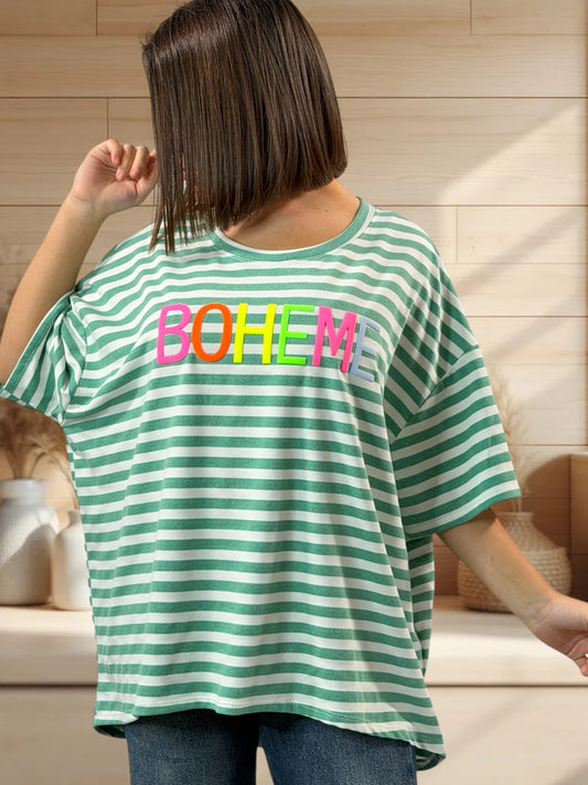 RAMATUELLE - MARINIERE VERTE EN COTON LOGO BOHEME JUSQU'A LA TAILLE 56