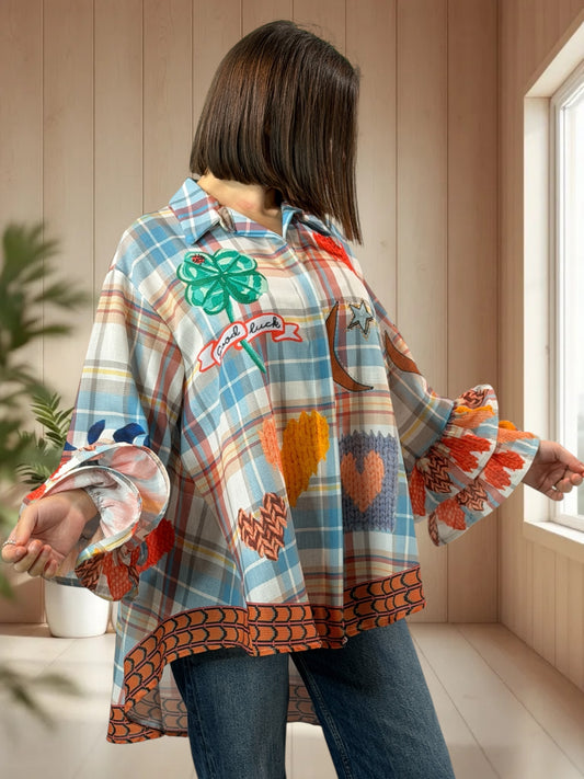 LAETITIA - CHEMISE OVERSIZE A MOTIF JUSQU'A LA TAILLE 50