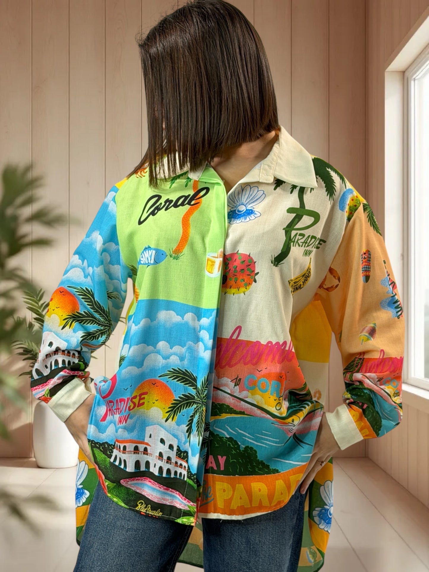 PARADISE - CHEMISE OVERSIZE A MOTIF JUSQU'A LA TAILLE 48/50