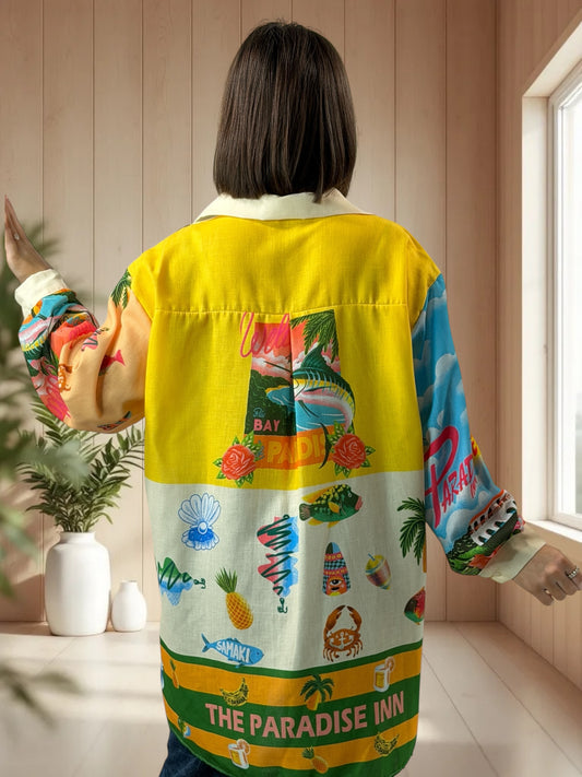 PARADISE - CHEMISE OVERSIZE A MOTIF JUSQU'A LA TAILLE 48/50