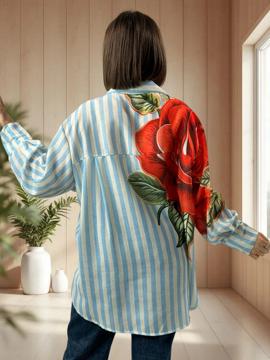 SUNSHINE - CHEMISE OVERSIZE A MOTIF JUSQU'A LA TAILLE 54