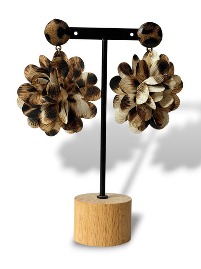 COLINE - BOUCLES D'OREILLES AVEC FLEUR LEOPARD