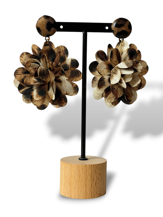 COLINE - BOUCLES D'OREILLES AVEC FLEUR LEOPARD