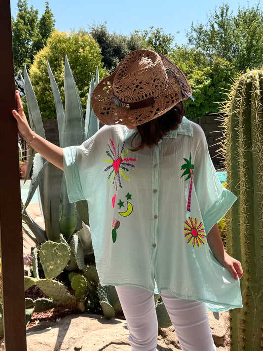 MANON - TUNIQUE OVERSIZE LAGON JUSQU'A LA TAILLE 54
