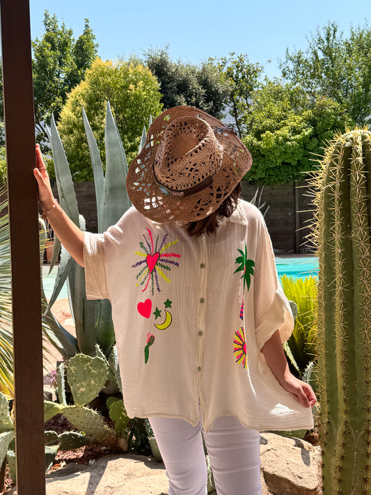 MANON - TUNIQUE OVERSIZE BEIGE JUSQU'A LA TAILLE 54